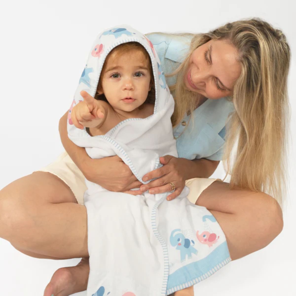 Yookidoo Bath Set Elephant Baby Shower 0-24M - Cloudy Blue - Grows with Your Baby