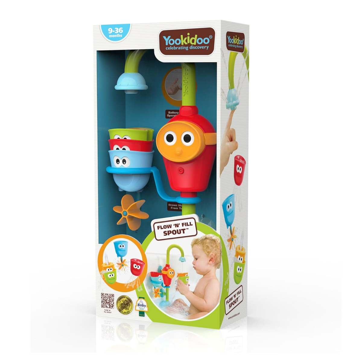 Yookidoo Bath Toy Flow 'n' Fill Spout 9-36M - Easy Setup and Storage
