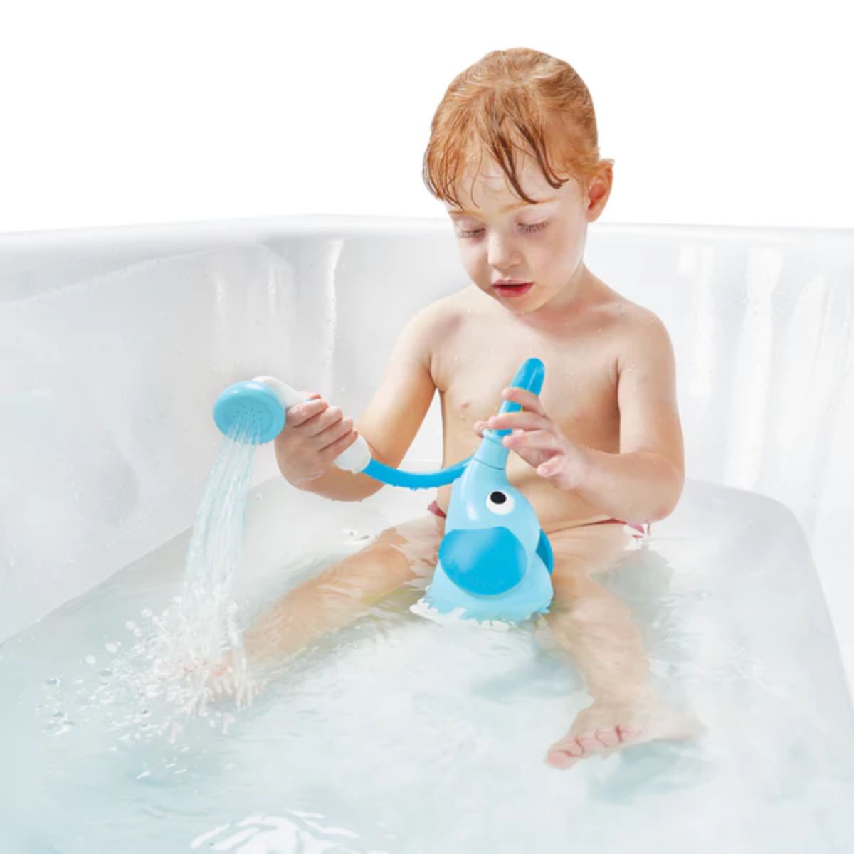 Yookidoo Portable Elephant Baby Shower 0-24M - Blue/Deep Blue - Compact and Grow With Baby Design